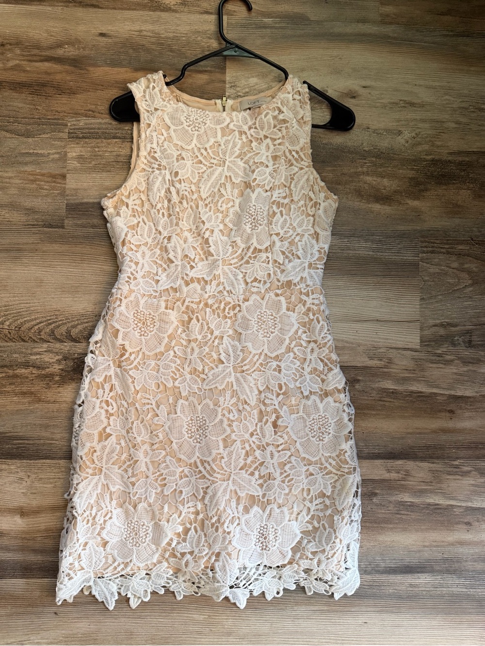 LOFT Cream Floral Lace Midi Dress